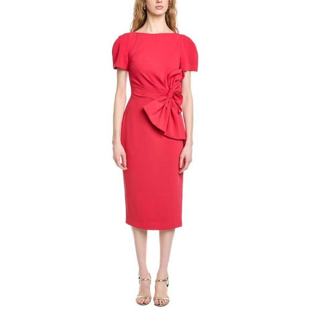 Badgley Mischka Womens  Side Bow Cocktail Dress, Red